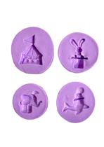 F1259 molde de silicone kit 4 moldes circo confeitaria biscuit F1259 molde de silicone kit 4 moldes circo confeitaria biscuit