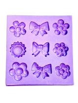 F1415 molde de silicone flores e laços confeitaria biscuit
