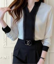 F1614-Camisa Blusa Feminina Social Evangélica Básica Lisa Luxo