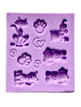 F1674 molde de silicone gato e cachorro confeitaria biscuit