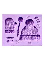 F1694 molde de silicone bebe tricô confeitaria biscuit