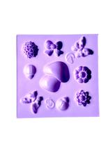 F1739 molde de silicone cogumelo, flor, borboleta confeitaria biscuit