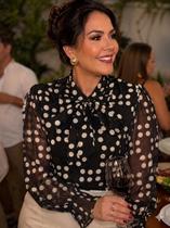 F1811-Camisa Blusa Social Feminina Elegante Poá Laço Chique - F1811-Camisa Blusa Social Feminina Elegante Poá Laço Chique -