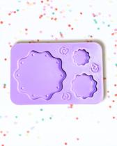F1875 molde de silicone kit escalope / base floral confeitaria biscuit