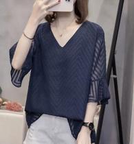 F3301-Camisa Blusa Social Feminina Elegante Plus Size Bordado 34q