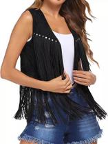 F4403 Colete Feminino Luxo Franja Festa Balada Rodeio 19s12