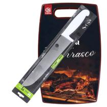 Faca 10 Inox Cabo Branco Ergonômico Tábua 23x37 Corte Carne Cozinha Churrasco Chef