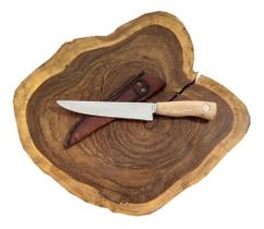 Faca 7 polegadas cabo madeira aço inox elmo cutelaria