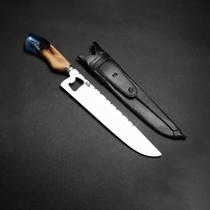 Faca Abridor SG Inox 3mm com Cabo em Madeira e Resina e Enfeite de Isca de Peixe