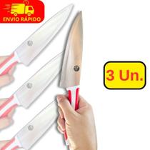Faca Aço Inox 7 Polegadas 30cm Com Cabo de Borracha Utensilio Carnes Legumes e Frutas Cozinha Chef