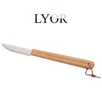 Faca Aço Inox Cabo Em Madeira Bambú Casa Churrasco 37cm 1927