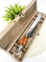 Faca Artesanal 10" Cabo Resinado Nossa Senhora C/ Estojo