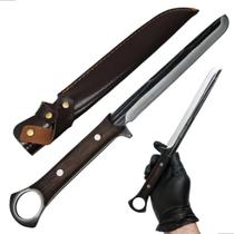 Faca Artesanal 36,5cm com Lâmina Aço Lisa e Cabo de Madeira + Bainha SLKAF64 Faca Artesanal 36,5cm com Lâmina Aço Lisa e Cabo de Madeira + Bainha SLKAF64