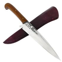 Faca Artesanal 7' Aço Carbono 5160 5mm Cabo Madeira Nobre com Bainha de Couro