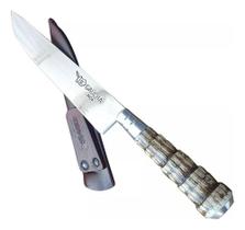 Faca Artesanal Aço Inox 7 Pol Cabo Rabo Tatu Bainha Couro
