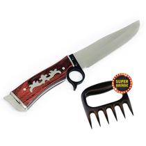 Faca Artesanal Churras Bainha Full Tang Dedal Premium Inox Madeira Churras King Presente Pai