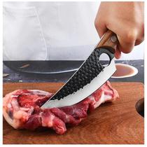 Faca Artesanal Churrasco Lamina Tesoura Inox Bainha Talheres Corte Canivete Facão Carne Cozinha