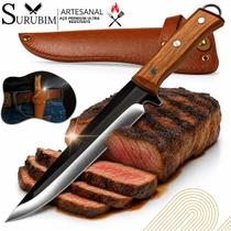 Faca Artesanal Cozinha Churrasco Aço Inox 26cm Cabo Madeira Faca Artesanal Cozinha Churrasco Aço Inox 26cm Cabo Madeira