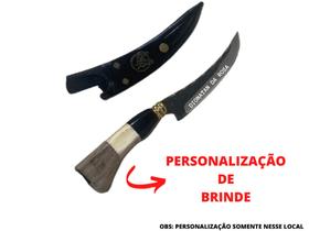 Faca Artesanal Curvada Cabo de Osso Madeira e Chifre