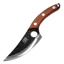 Faca Artesanal Damasco 6 28 Cm Cabo Madeira Bainha