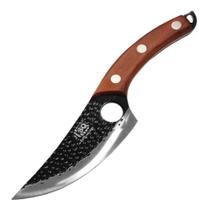 Faca Artesanal Damasco 6" SQ4185 Lamina em Aço Inox com Cabo de Madeira e Bainha