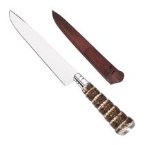 Faca Artesanal De Aço Inox 9 Polegadas Com Cabo Fibra De Tatu Faca Gaúcha Para Churrasco Cozinha Carnes Presente Com Bainha De Couro