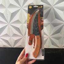 Faca artesanal de carne decorada com bainha capa de couro gaúcha estampada onça presente gaucha grande 6” inox madeira Faca artesanal de carne decorada com bainha capa de couro gaúcha estampada onça presente gaucha grande 6” inox madeira