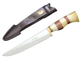 Faca Artesanal Elmo Aço Inox Alemão Cabo Madeira Latão 7 Pol