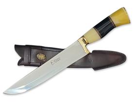 Faca Artesanal Elmo Aço Inox Alemão Cabo Madeira Latão 9 Pol