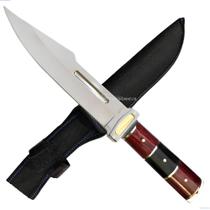 Faca Artesanal Inox 30cm com Cabo de Madeira e Bainha de Nylon para Aventura e Churrasco SLKA16