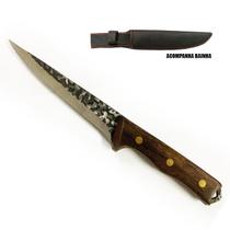 Faca Artesanal King Angus Churras Cabo Madeira Cutelaria ponta Fina Presente Pai Amigo Marido