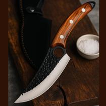 Faca Artesanal Olho de Tigre Estilo Rústico para Churrasco, Camping e Aventura