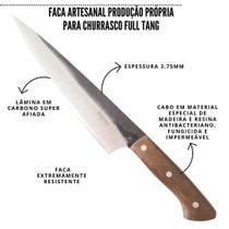 Faca Artesanal Para Churrasco Aço Carbono 9 Polegadas Com Bainha de Couro