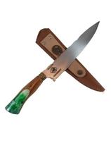 Faca Artesanal WM - Cabo de Madeira e Resina (Claro) - 23cm