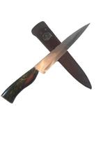 Faca Artesanal WM - Cabo de Madeira e Resina (Verde) - 24cm