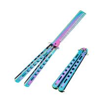 Faca Borboleta Dobrável De Aço Inoxidável Com Pente Para Barba E Bigode - Ferramenta De Estilização