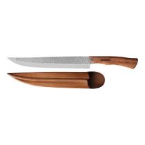 Faca Butcher Tramontina Nômade Com Lâmina Em Aço Inox E Cabo De Madeira Com Bainha De Couro 10 Polegada