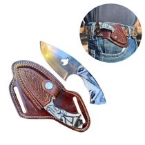 Faca Campeira Boiadeira Terra Boa, Aço inox 420 + Bainha em couro