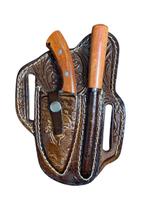 Faca campeira com chaira e bainha de couro