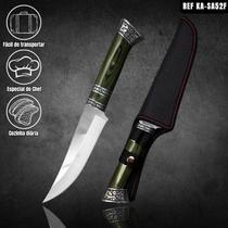 Faca Camping e Pesca 31cm em Aço Inoxidável e Cabo com Madeira Colorida + Bainha Reforçada Faca Camping e Pesca 31cm em Aço Inoxidável e Cabo com Madeira Colorida + Bainha Reforçada
