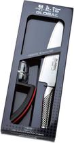 Faca Chef Em Aço Inox 20cm + Amolador Para Faca 2 Estágios Global Faca Chef Em Aço Inox 20cm + Amolador Para Faca 2 Estágios Global