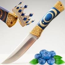 Faca Chef Gourmet Forjada em Aço Inox com Cabo Azul e Bainha Premium Cozinha, Carnes e Peixes