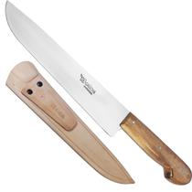 Faca Churrasco 10 Aço Carbono Cabo Madeira Bainha Couro Faca Churrasco 10 Aço Carbono Cabo Madeira Bainha Couro