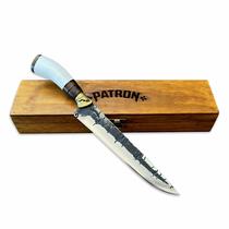 Faca Churrasco 10P Inox 3mm Forj Chifre Branco Guarda Cx Mad Faca Churrasco 10P Inox 3mm Forj Chifre Branco Guarda Cx Mad