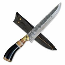 Faca Churrasco 10P Inox 3mm Forjada Chifre Preto com Guarda