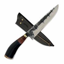 Faca Churrasco 8P Aço Inox 3mm Forjada Cabo Preto