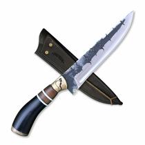 Faca Churrasco 8P Inox 3mm Forjada Cabo Preto com Guarda