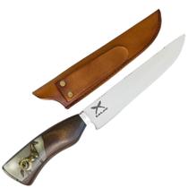 Faca Churrasco Artesanal Inox 8' Cabo Híbrido Madeira Resina Corte Premium