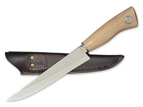 Faca Churrasco Elmo Aço Inox Cabo Madeira 7 Polegadas Bainha