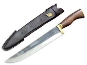 Faca Churrasco Elmo Brut Forge Cabo Madeira Nobre Bainha 10 Pol